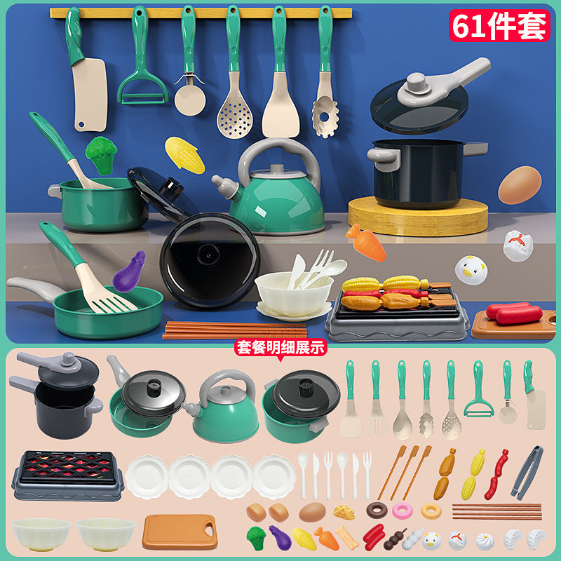 [Cross-border Exclusive] Simulation Kitchenette Cooking Kitchenware suit Fruit Chicing Music Cooking Induction Cooker to play house