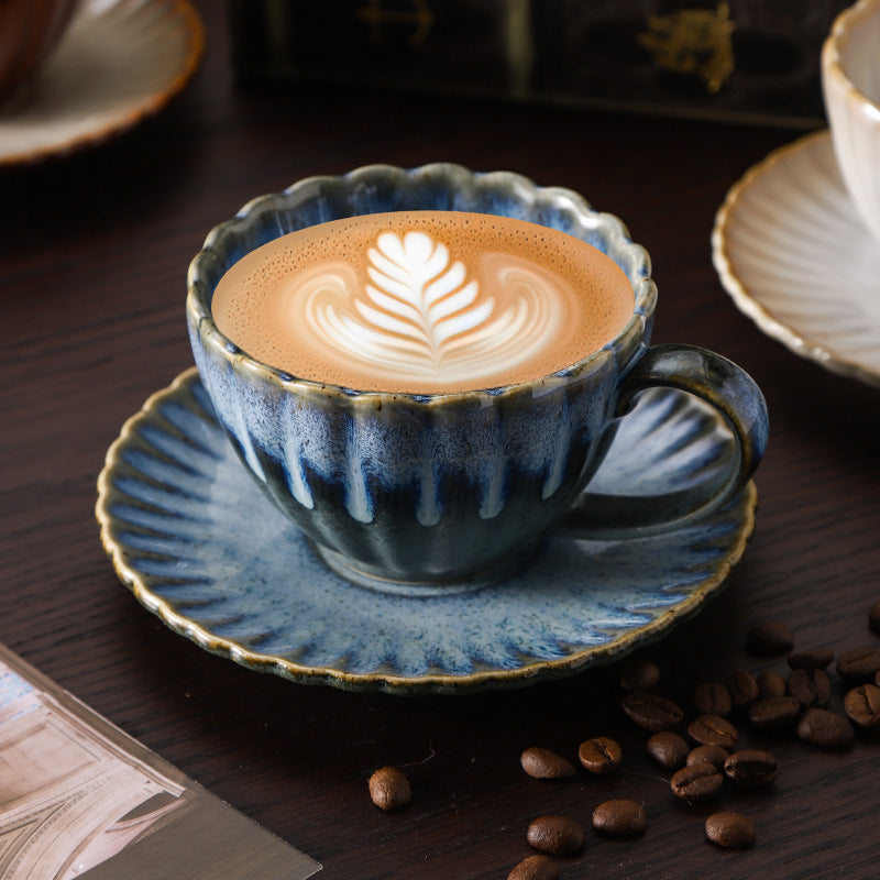 Retro High-grade Sense Striped Kiln Change Ceramic Cup Hotel Home Office Milk Coffee Cup Afternoon Tea Drinking Cup