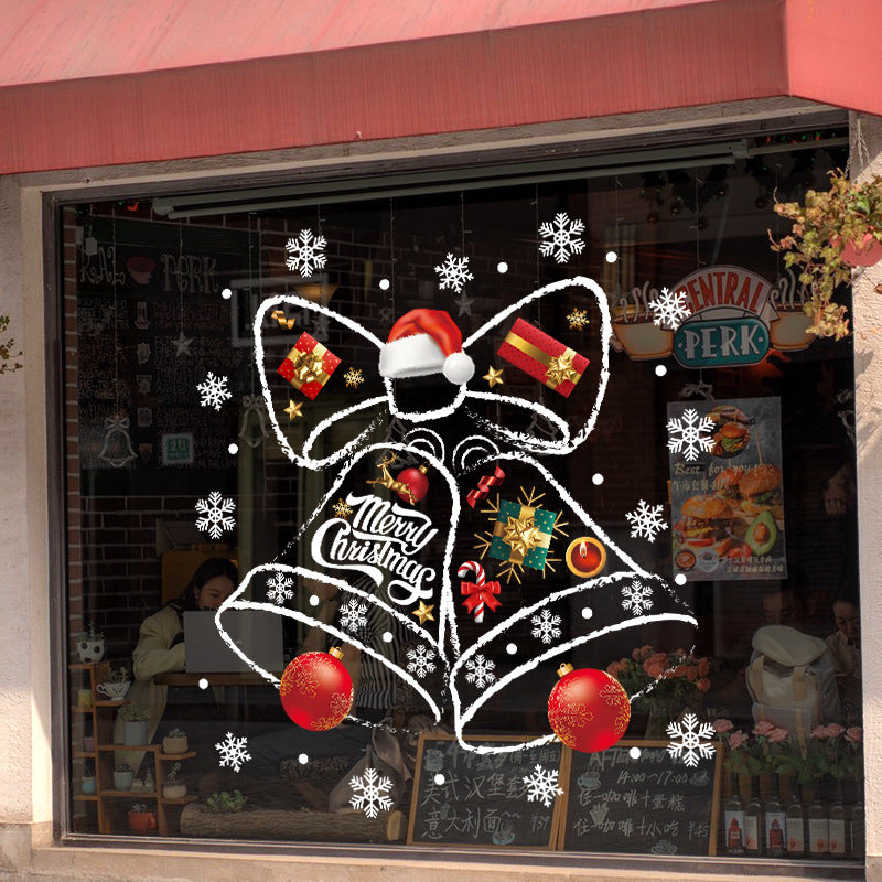 Christmas decorative window stickers glass door stickers Christmas bells creative window mall layout Christmas stickers