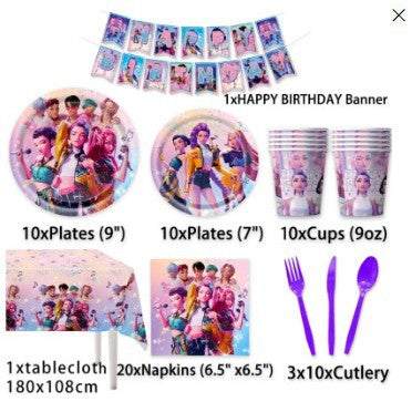 Amazon's New Pop Hunter Witch Group Theme Birthday Party Supplies Set Paper Plate Tissue Tablecloth Decoration