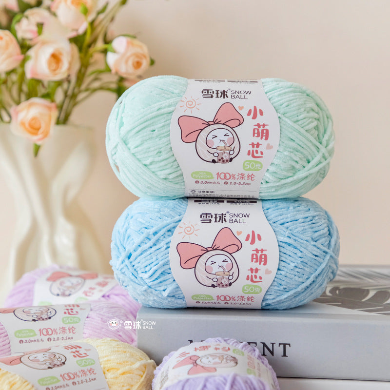Snowball Macey Core Matte Chenille Fine Wool DIY Handmade Knitted Doll Scarf Hat Hair Accessories Crochet
