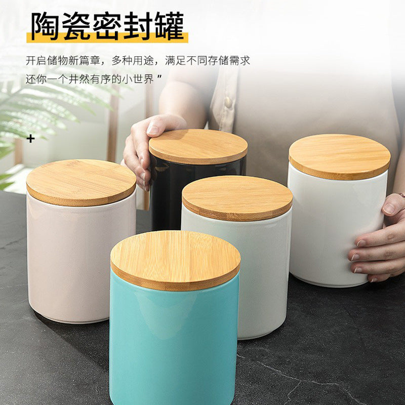 Cross-border ceramic cans, tea, coffee beans, storage cans, kitchen miscellaneous grains, seasoning, sealed cans, logo printing and wholesale