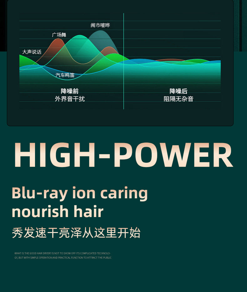 Hair Dryer Home Blue Light Negative Ion Hair Salon High Power Hair Dryer Dormitory Cold and Hot Air Hair Dryer Gift Cross Border