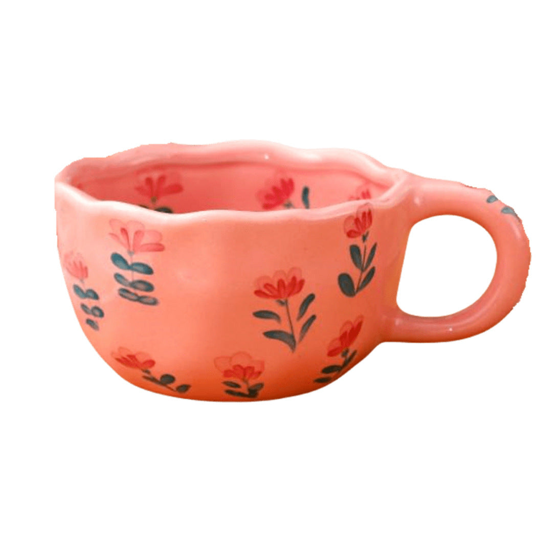 Cross-border can be labeled hair girl heart pinch strawberry fruit coffee cup afternoon tea ceramic cup cute coffee cup