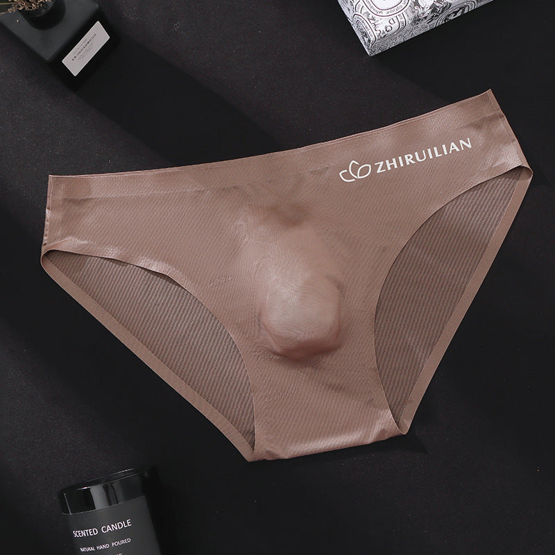 Foreign trade explosions men's briefs breathable comfortable letter sports sexy transparent egg ice silk low waist underwear head