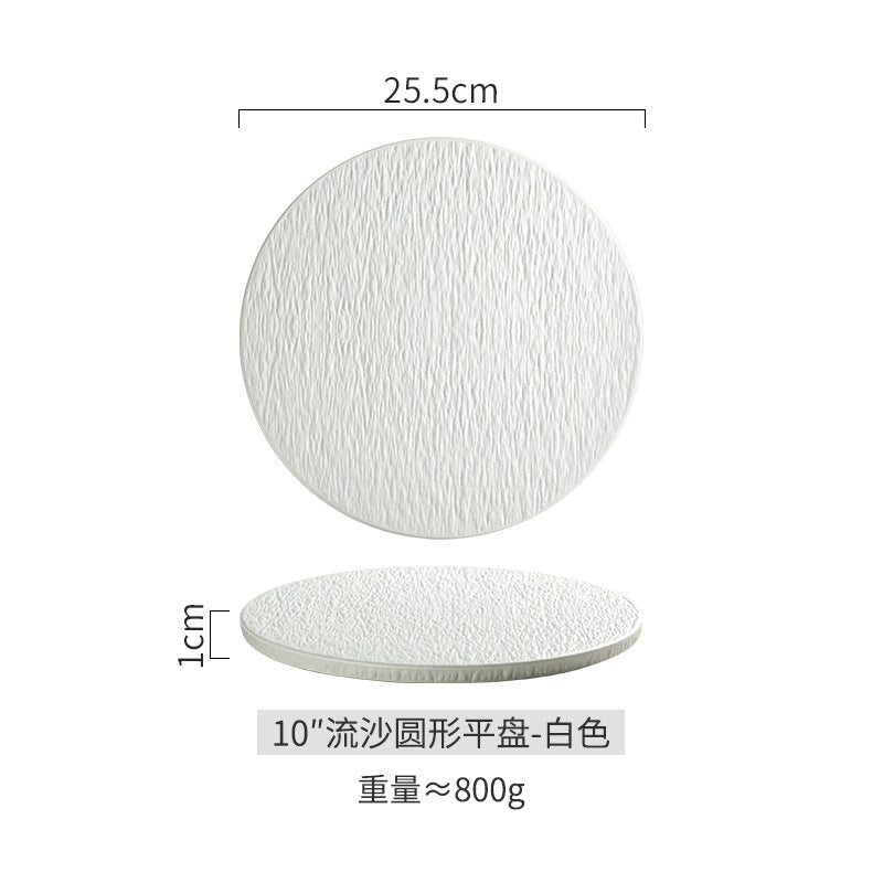 Ceramic Steak Dinner Plate, Household Stone Pattern Western Food Plate, Pasta Plate, Salad Plate, Flat Plate, Round Plate, High-end