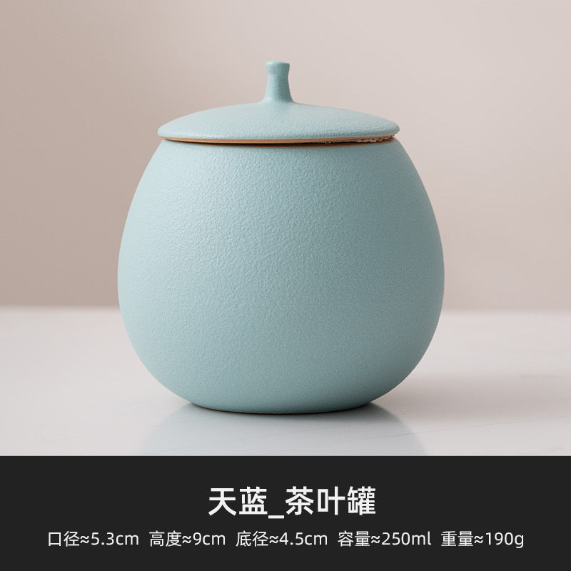 Beige Ceramic Tea Can Empty Can Small Sealed Can Household Black Tea Pu'Er Longjing Storage Tea Can Moisture-Proof Storage Can