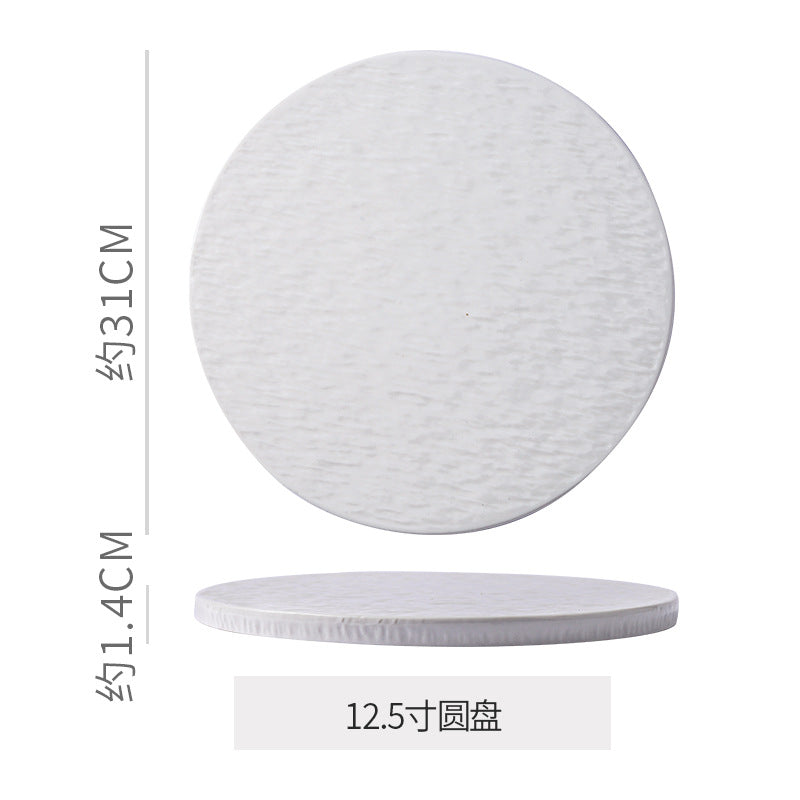 Stone Pattern Round Flat Ceramic Plate Western Food Steak Plate High-grade Sense Cake Plate Dim Sushi Plate Dessert Pastry Plate