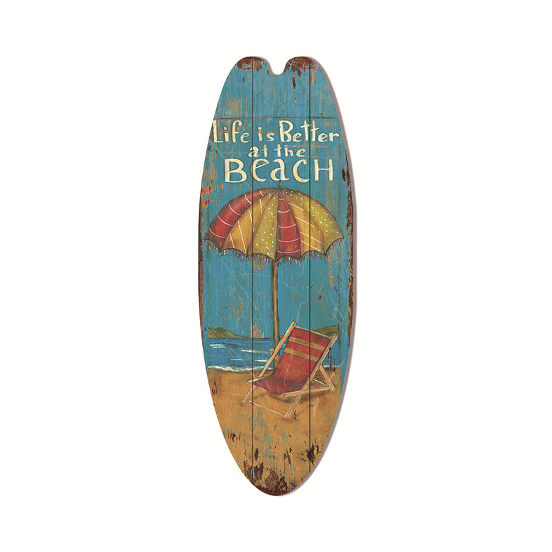 Cross-Border Surfboard Pendant Beach Leisure Wall Decoration Wooden Brand Hawaiian Party Supplies Scene Layout
