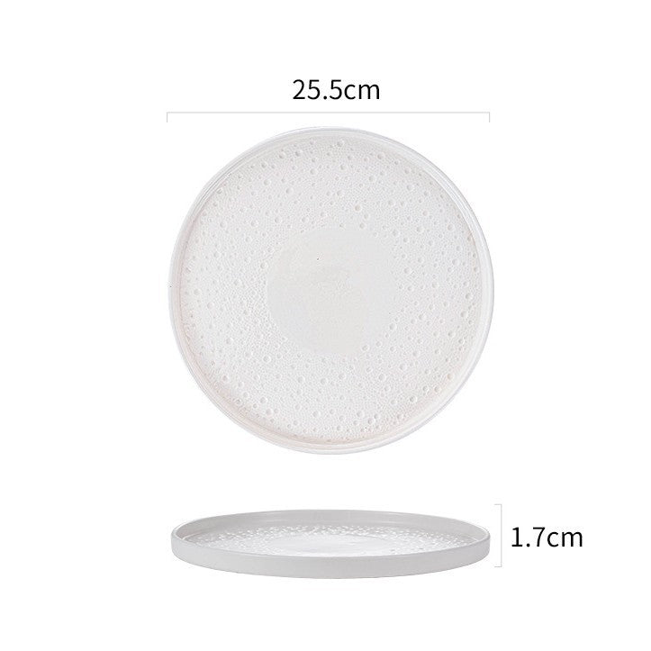 Simple Nordic Style Solid Color Ceramic Western Food Steak Plate High Color Value Mars Pit with Edge Disc Dim Dessert Plate