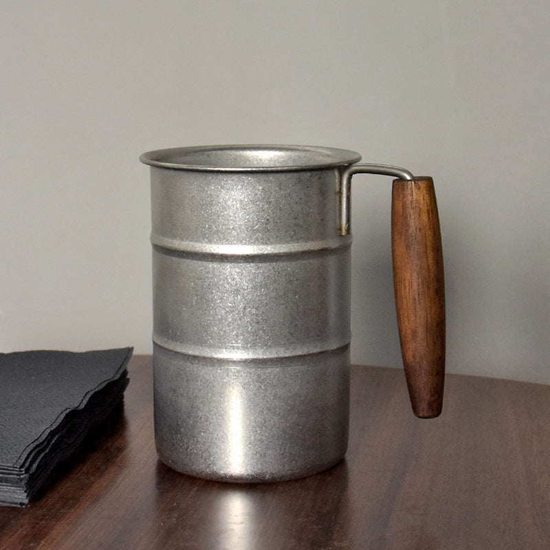 Snowflake Retro Industrial Style Beer Mug with Handle 304 Stainless Steel Water Mug Outdoor Camping Mug