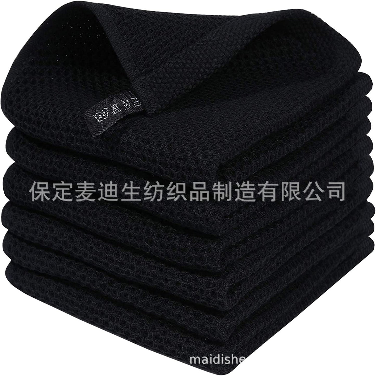 Cross-border Amazon pure cotton honeycomb kitchen dishwashing square towel can be suit with hook waffle square towel generation sticker code