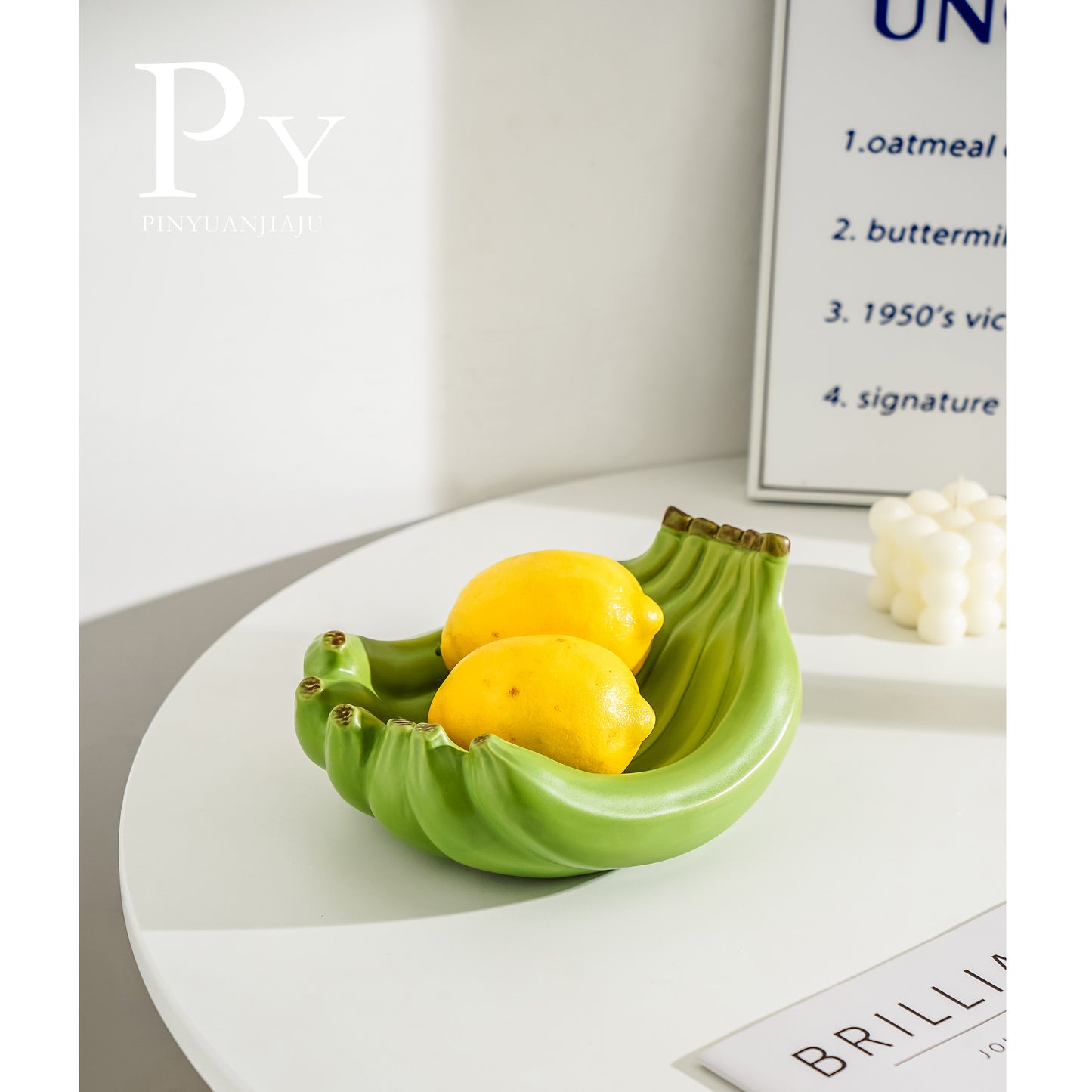 Ceramic Banana Fruit Plate, Snack Plate, Candy Plate, Living Room Coffee Table Fruit Plate, High-End Light Luxury Decoration