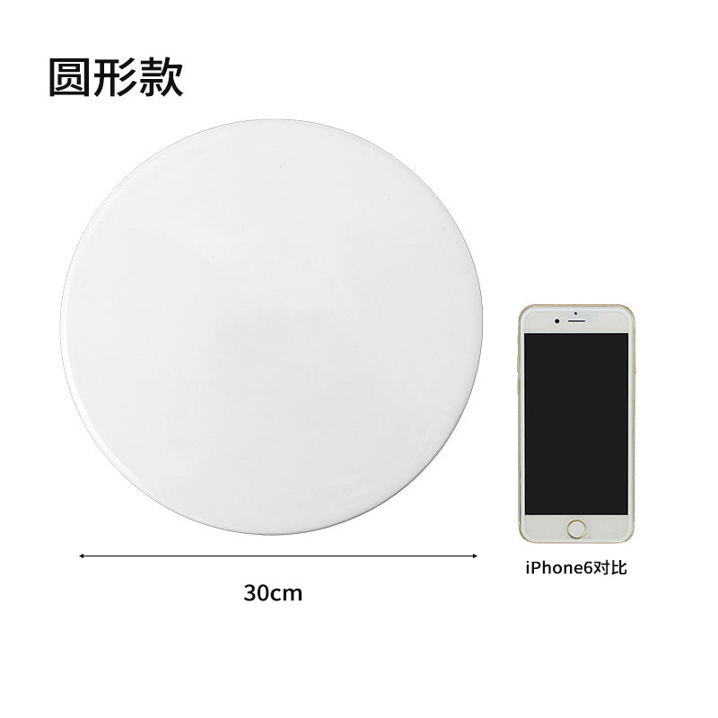 Ceramic Cake Plate Pure White Square Plate Dessert Display Dish Baking Tableware Buffet Round Swing Plate Long Square Plate