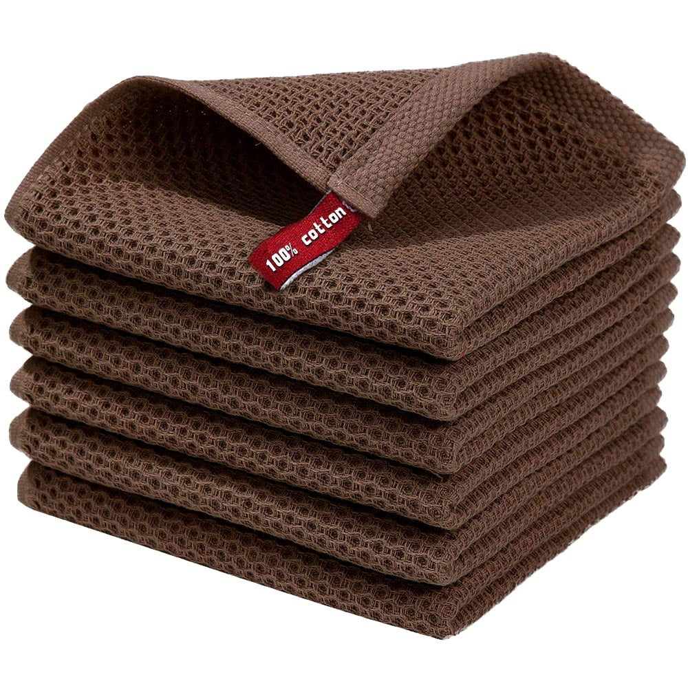 Cross-border Amazon pure cotton honeycomb kitchen dishwashing square towel can be suit with hook waffle square towel generation sticker code
