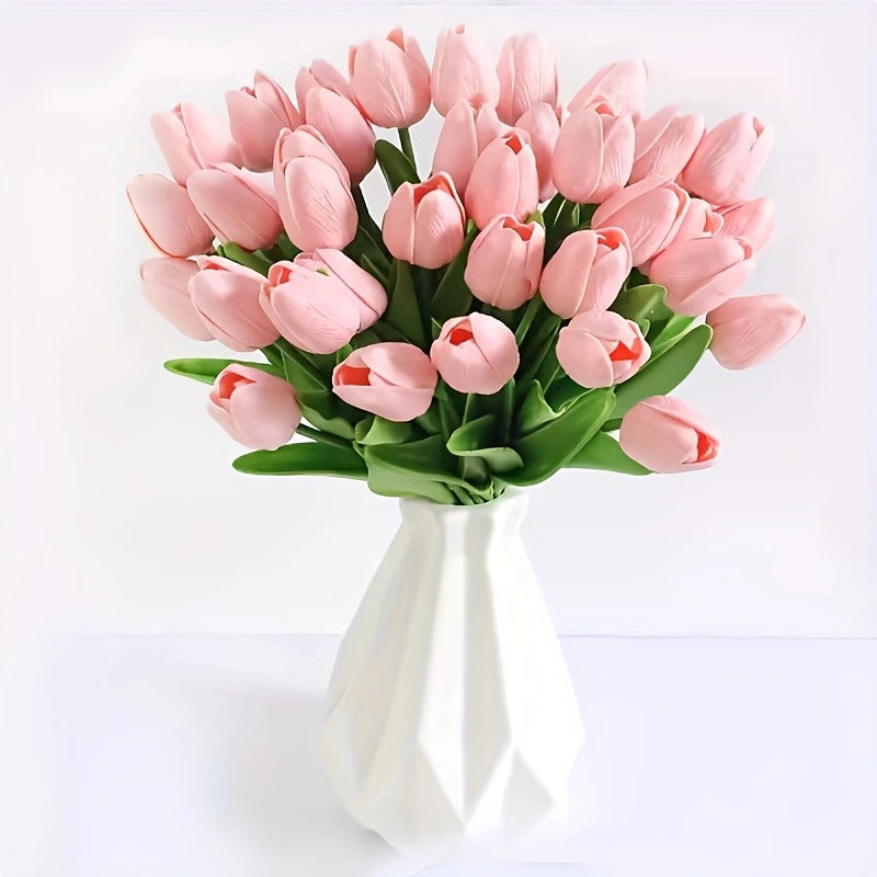 High-End Pu Tulip Artificial Flowers Cross-Border Exclusive for Home and Hotel Wedding Photography Props Feel Artificial Flowers Wholesale