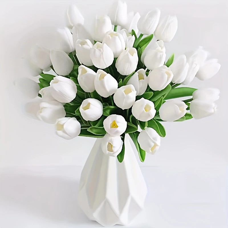 High-End Pu Tulip Artificial Flowers Cross-Border Exclusive for Home and Hotel Wedding Photography Props Feel Artificial Flowers Wholesale
