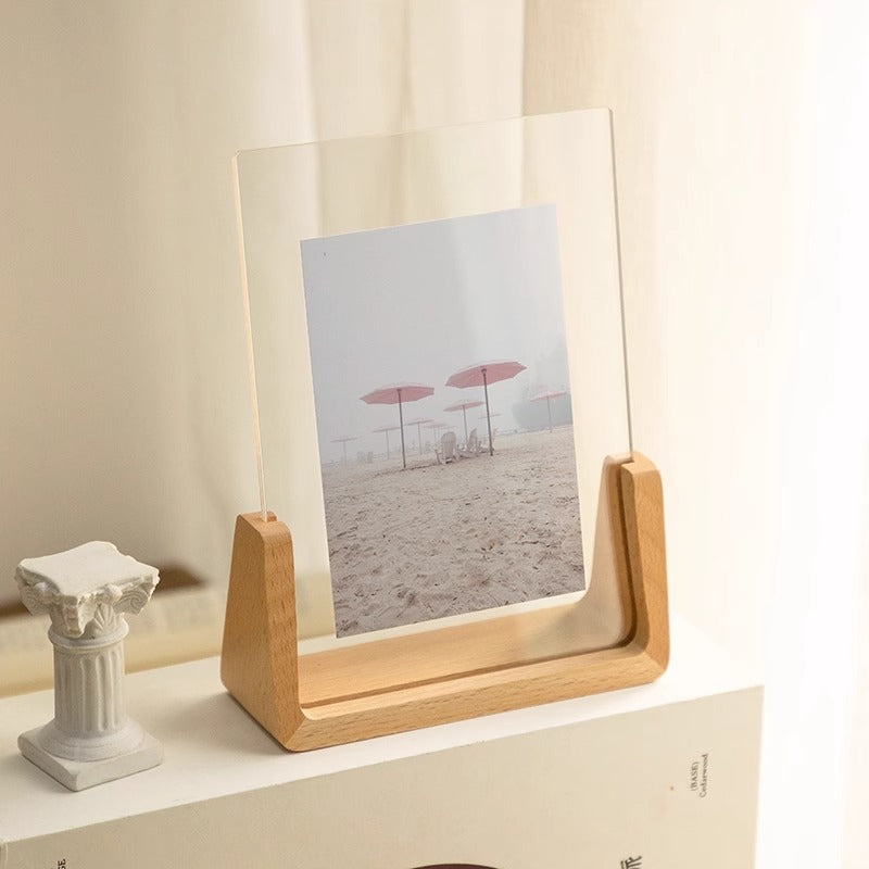 Acrylic Solid Wood Photo Frame Table Display Amazon Handmade Creative Gift Ornament Display Stand 6inch U-Shaped Photo Frame Customization