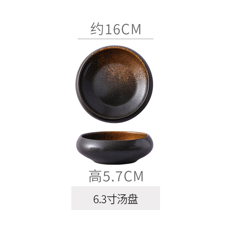 Retro Japanese Style Ceramic Bowl Creative Personality Household Rice Bowl Restaurant Special Snack Bowl Dessert Salad Bowl