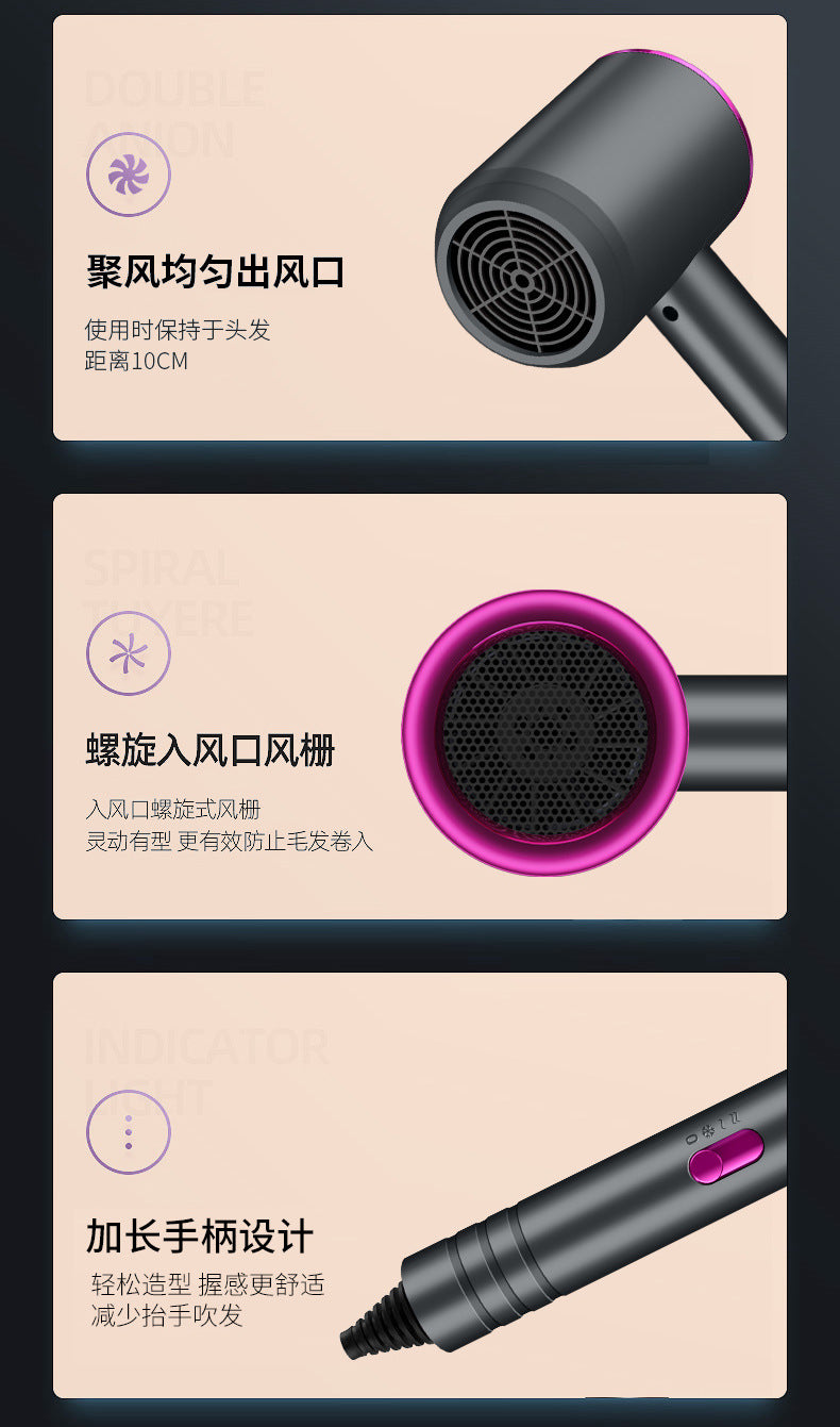 Hair Dryer Home Blue Light Negative Ion Hair Salon High Power Hair Dryer Dormitory Cold and Hot Air Hair Dryer Gift Cross Border