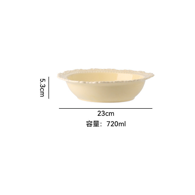 French ins style cream ceramic Western plate lace vintage dessert plate cream cake plate swing plate wholesale