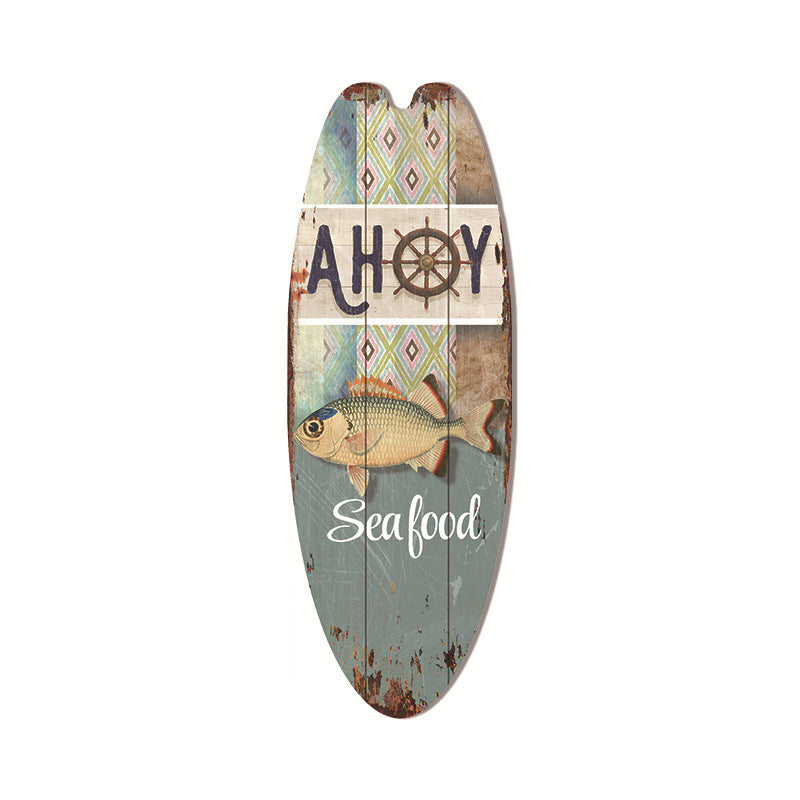 Cross-Border Surfboard Pendant Beach Leisure Wall Decoration Wooden Brand Hawaiian Party Supplies Scene Layout