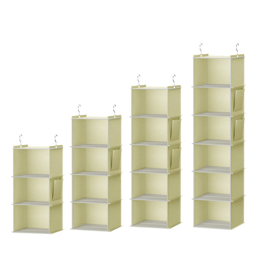 Foldable Metal Hook Velcro Bamboo Sheet Bearing Strong Multi-purpose Layered Wardrobe Finishing Storage Hanging Bag Wholesale