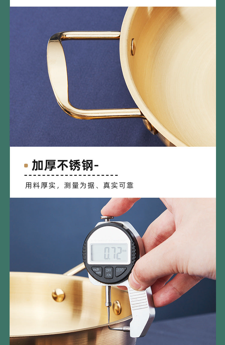 Korean-style Troops Small Hot Pot Seafood Dry Pot Net Celebrated Lamian Noodles Pot Cooking Pot Stainless Steel Noodle Pot Double Ear Soup Pot