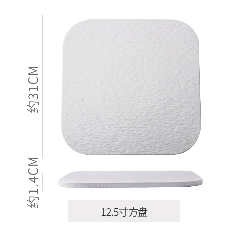 Stone Pattern Round Flat Ceramic Plate Western Food Steak Plate High-grade Sense Cake Plate Dim Sushi Plate Dessert Pastry Plate
