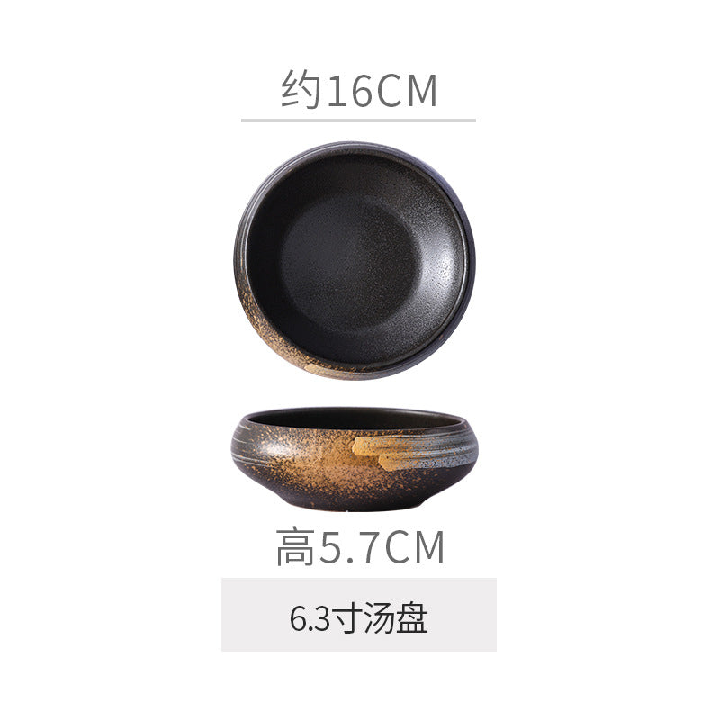 Retro Japanese Style Ceramic Bowl Creative Personality Household Rice Bowl Restaurant Special Snack Bowl Dessert Salad Bowl