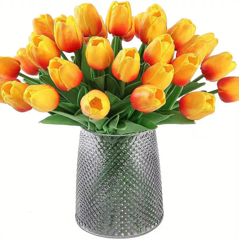 Pu Mini Tulip Artificial Flower Bouquet Cross-Border Artificial Flower Home Decoration Photo European Style Ornaments Factory Direct Sale
