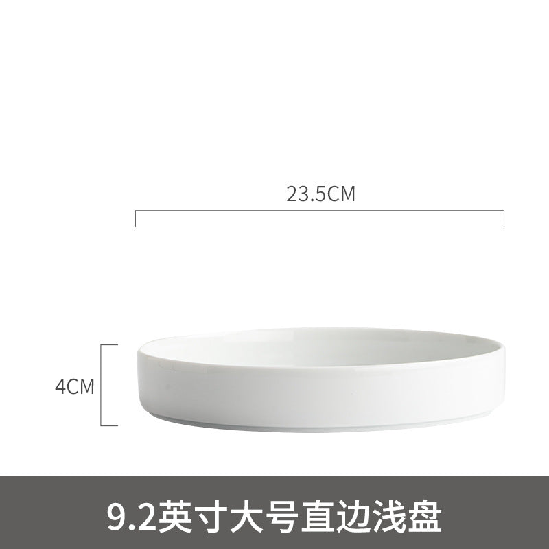 Ceramic Straight Plate Flat Bottom Deep Plate Soup Plate Japanese Seafood Plate Dish Plate Dessert Plate Nest Plate Simple Salad Bowl
