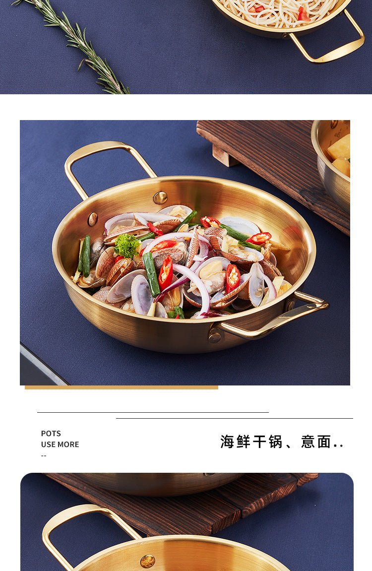 Korean-style Troops Small Hot Pot Seafood Dry Pot Net Celebrated Lamian Noodles Pot Cooking Pot Stainless Steel Noodle Pot Double Ear Soup Pot