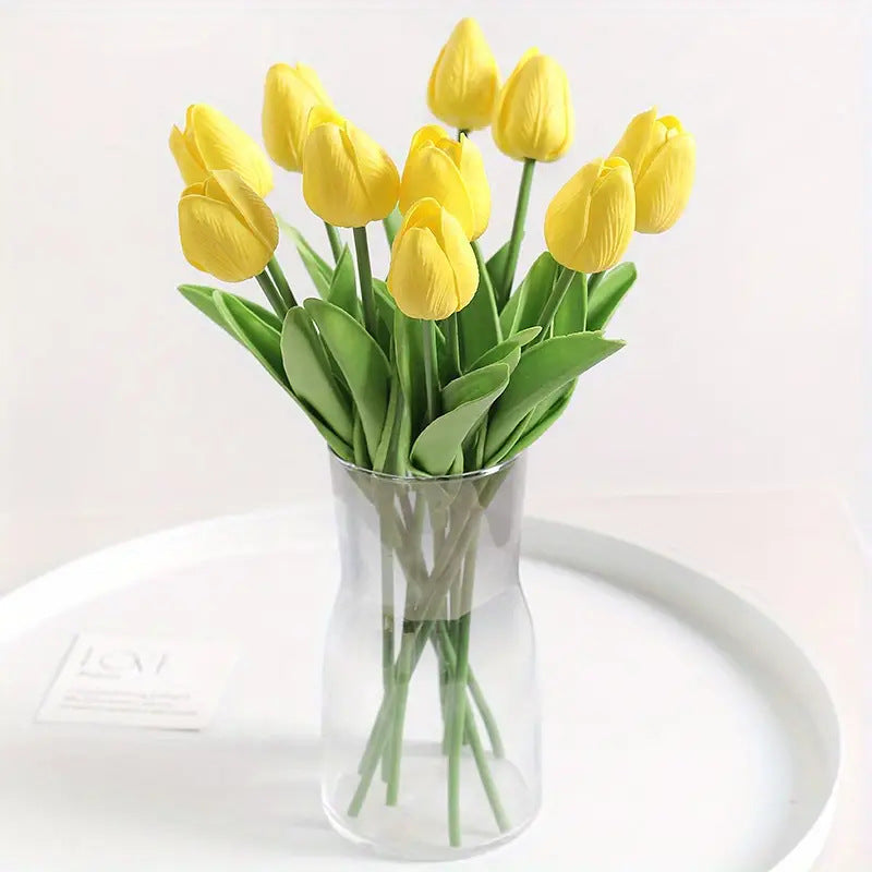 Pu Mini Tulip Artificial Flower Bouquet Cross-Border Artificial Flower Home Decoration Photo European Style Ornaments Factory Direct Sale