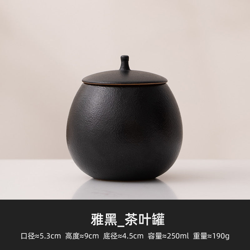 Beige Ceramic Tea Can Empty Can Small Sealed Can Household Black Tea Pu'Er Longjing Storage Tea Can Moisture-Proof Storage Can