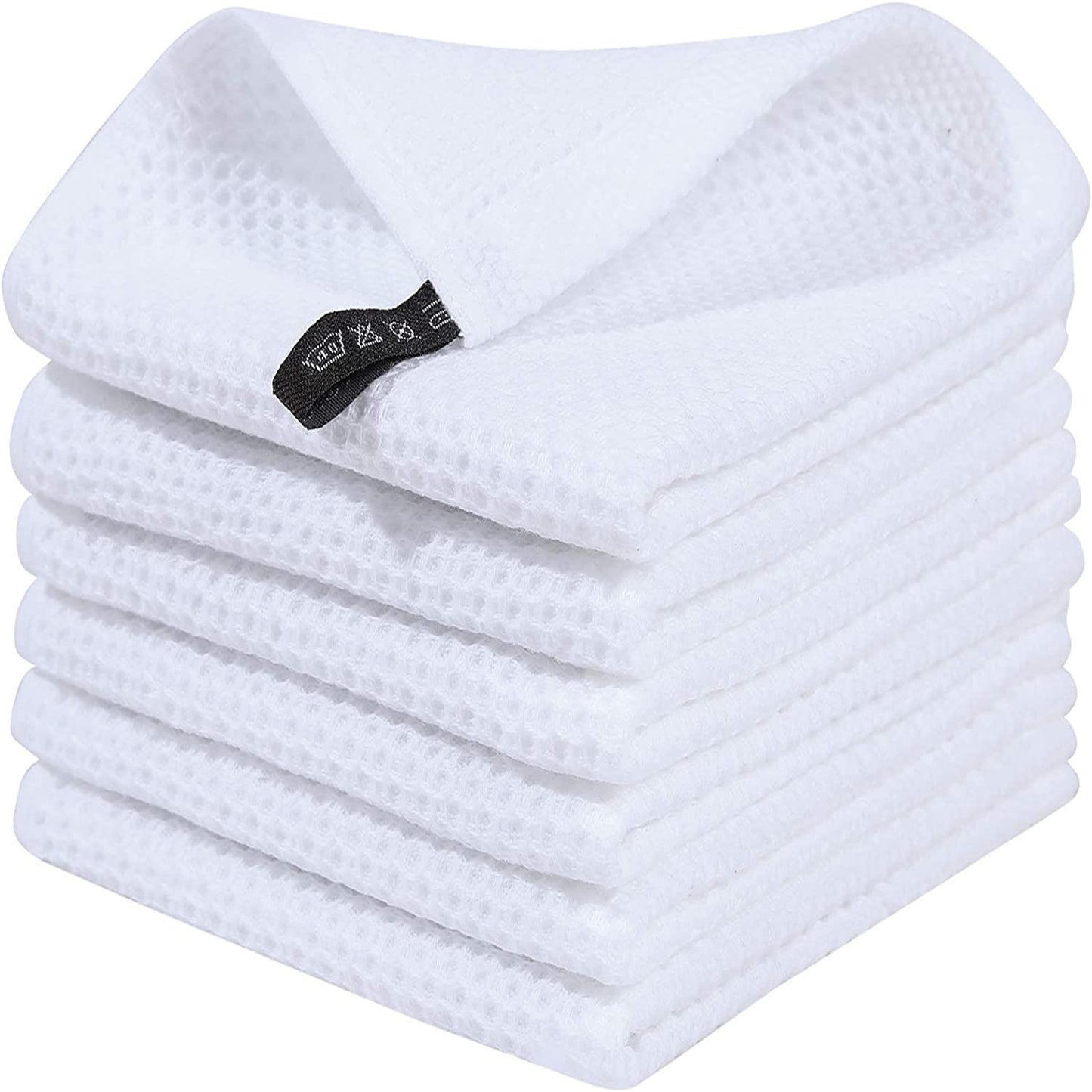 Cross-border Amazon pure cotton honeycomb kitchen dishwashing square towel can be suit with hook waffle square towel generation sticker code