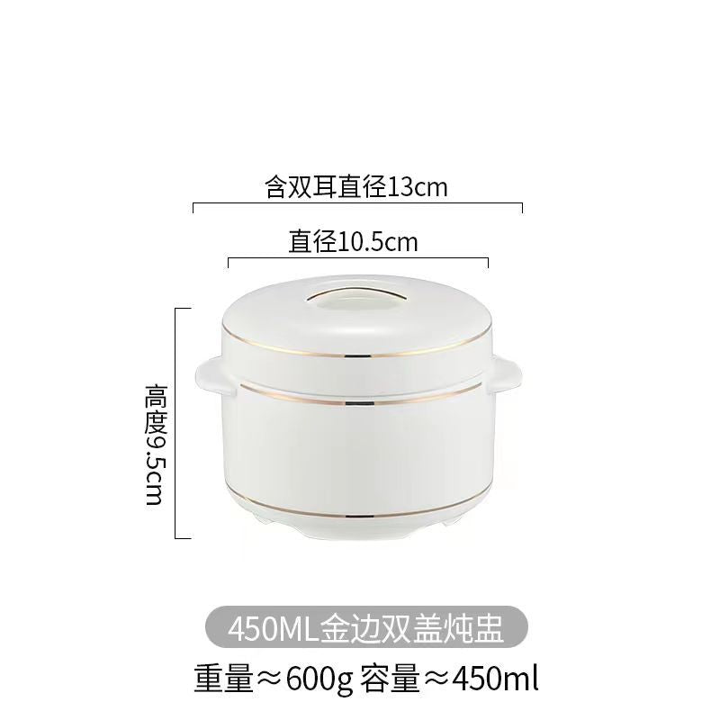 Water-proof Stew Pot Chunky Stew Pot Ceramic Steamed Egg Stew Pot with Lid Double Lid Soup Pot Household Bird's Nest Size Inner Pot Steaming Pot