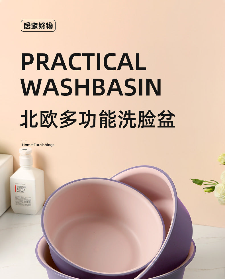 Washbasin plastic household large durable basin student dormitory baby contrast color small basin vegetable washing laundry foot basin