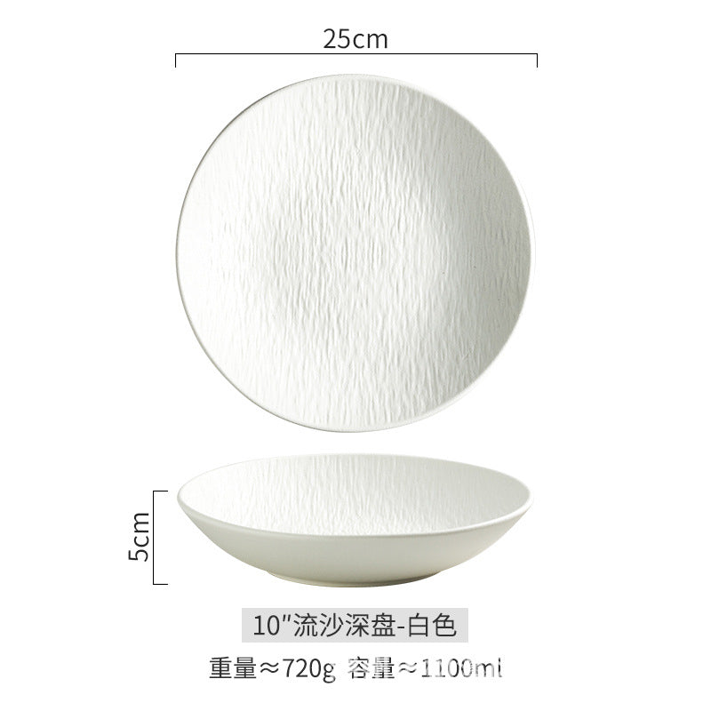 Ceramic Steak Dinner Plate, Household Stone Pattern Western Food Plate, Pasta Plate, Salad Plate, Flat Plate, Round Plate, High-end