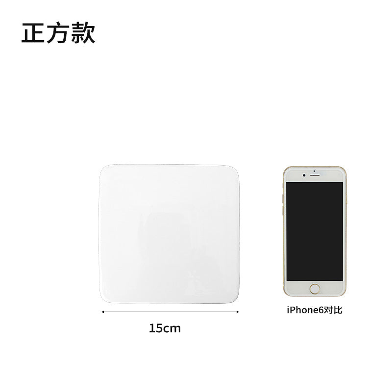 Ceramic Cake Plate Pure White Square Plate Dessert Display Dish Baking Tableware Buffet Round Swing Plate Long Square Plate