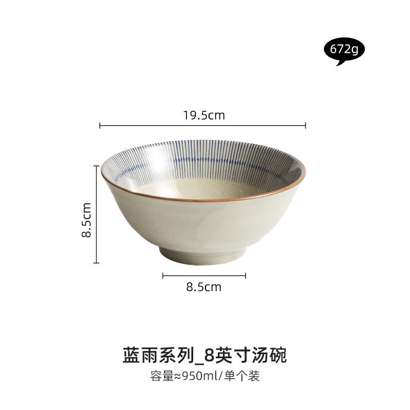 Japanese Style Rice Bowl Single Plate Dish Household Vintage Ceramic Fish Plate Dishes Creative Tableware Set