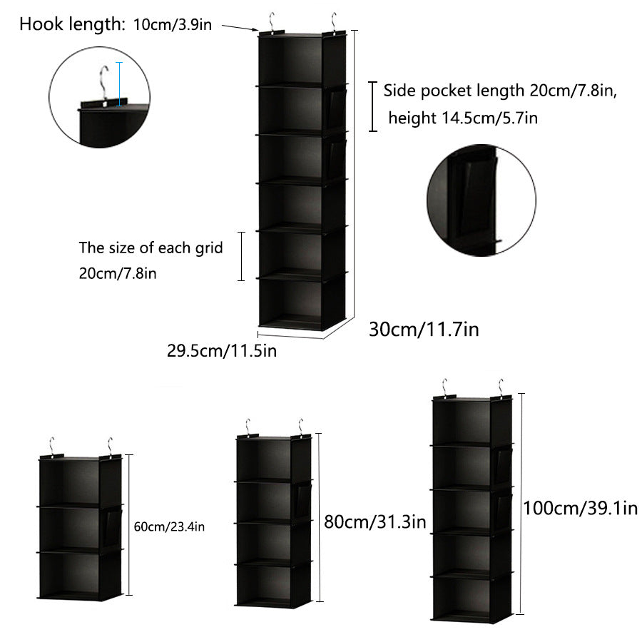 Foldable Metal Hook Velcro Bamboo Sheet Bearing Strong Multi-purpose Layered Wardrobe Finishing Storage Hanging Bag Wholesale