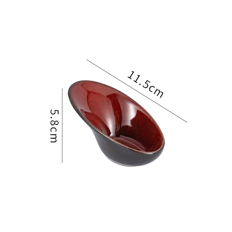 Personalized wine red ceramic restaurant hotel tableware embossed exquisite fruit pastry tray tea tray household dish salad bowl