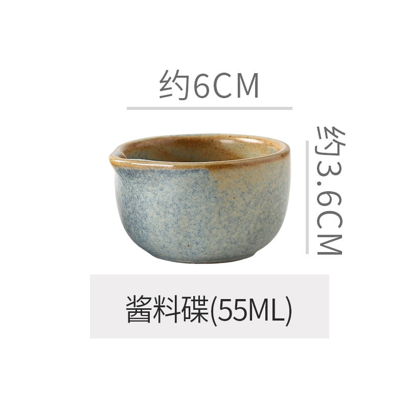 Retro Style Ceramic Kiln Straw Hat Plate Restaurant Hotel Home Threaded Pasta Plate Japanese Fruit Salad Snack Plate