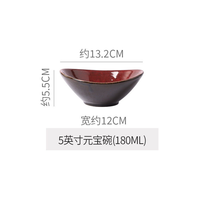 Personalized wine red ceramic restaurant hotel tableware embossed exquisite fruit pastry tray tea tray household dish salad bowl