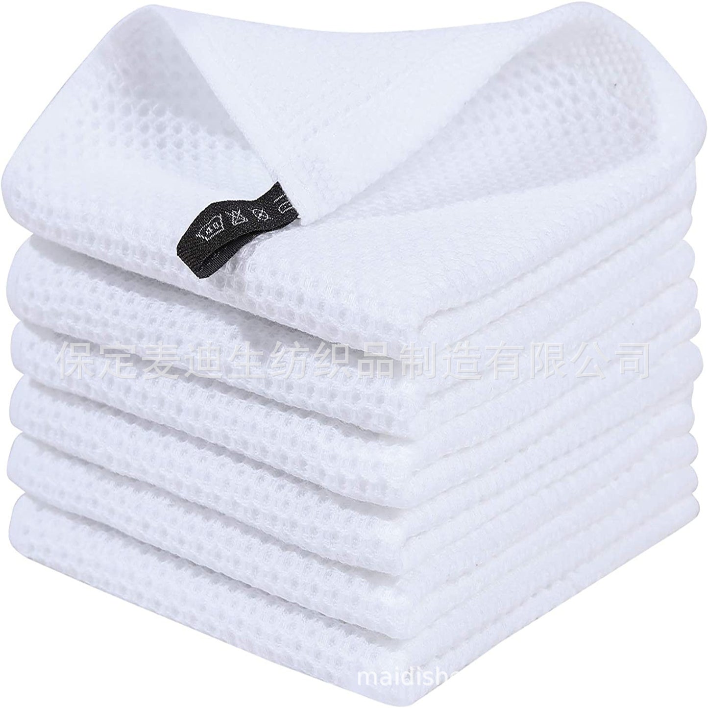 Cross-border Amazon pure cotton honeycomb kitchen dishwashing square towel can be suit with hook waffle square towel generation sticker code