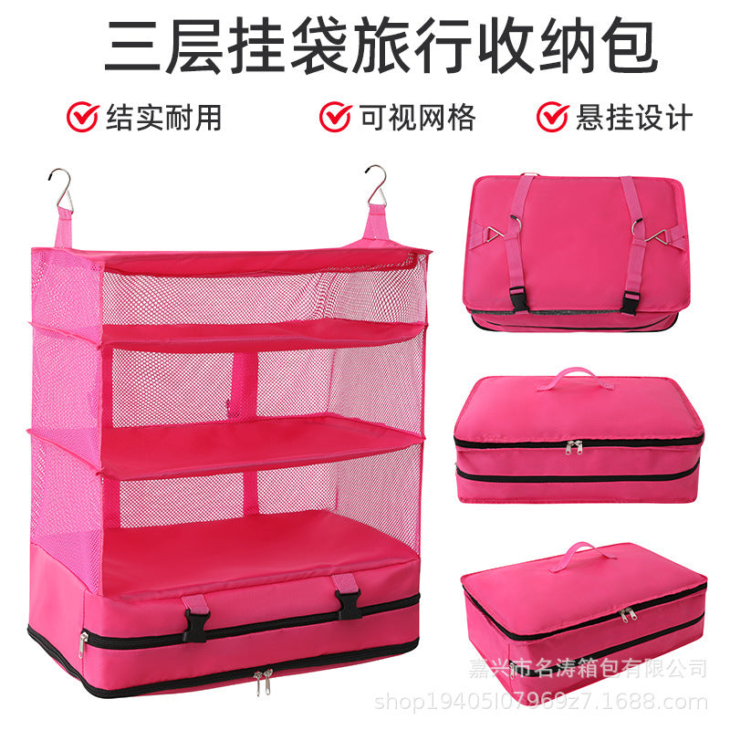 Hanging Bag Portable Storage Bag Wall-Mounted Space-Saving Travel Hanging Bag Wall-Mounted Travel Folding Wardrobe Storage
