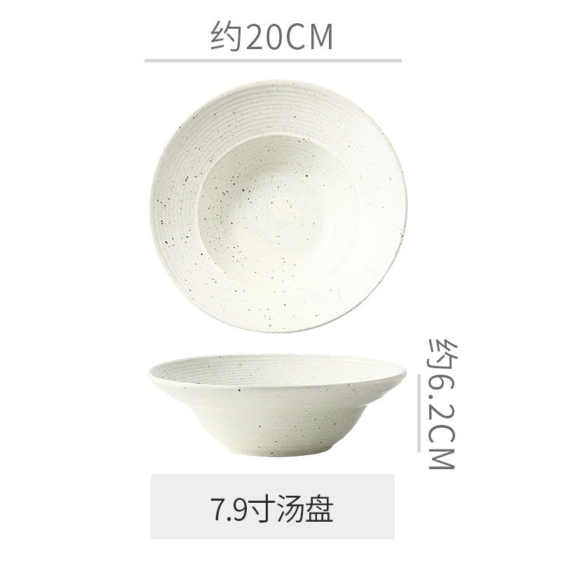 Retro Style Ceramic Kiln Straw Hat Plate Restaurant Hotel Home Threaded Pasta Plate Japanese Fruit Salad Snack Plate