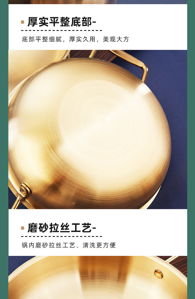 Korean-style Troops Small Hot Pot Seafood Dry Pot Net Celebrated Lamian Noodles Pot Cooking Pot Stainless Steel Noodle Pot Double Ear Soup Pot