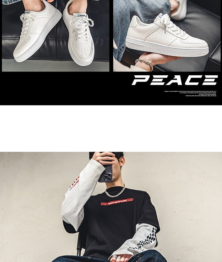 White Shoes Men's Summer Breathable Youth Casual All-match Men's Shoes 2024 New Student Pure White Sports Shoes